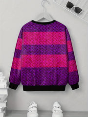 Purple Stripe Pattern Kid's Sweatshirt Unisex Pullover Long Sleeve Top