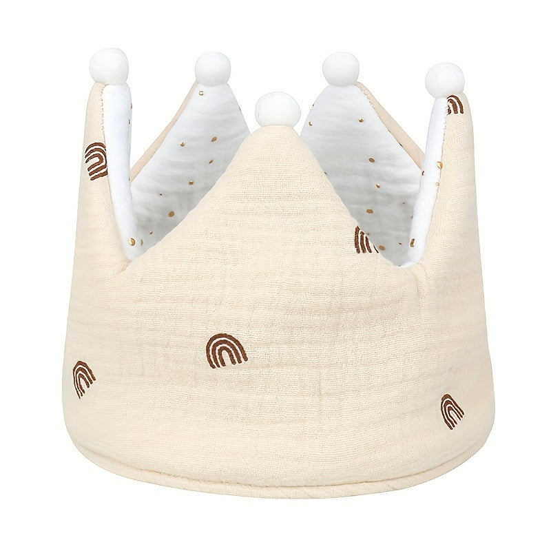 Baby 100 Muslin Cotton Guaze Crown Headband Hat For Birthday