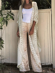 Crocodile Print V Neck Kaftan 2 Piece Set Women's Swimwear