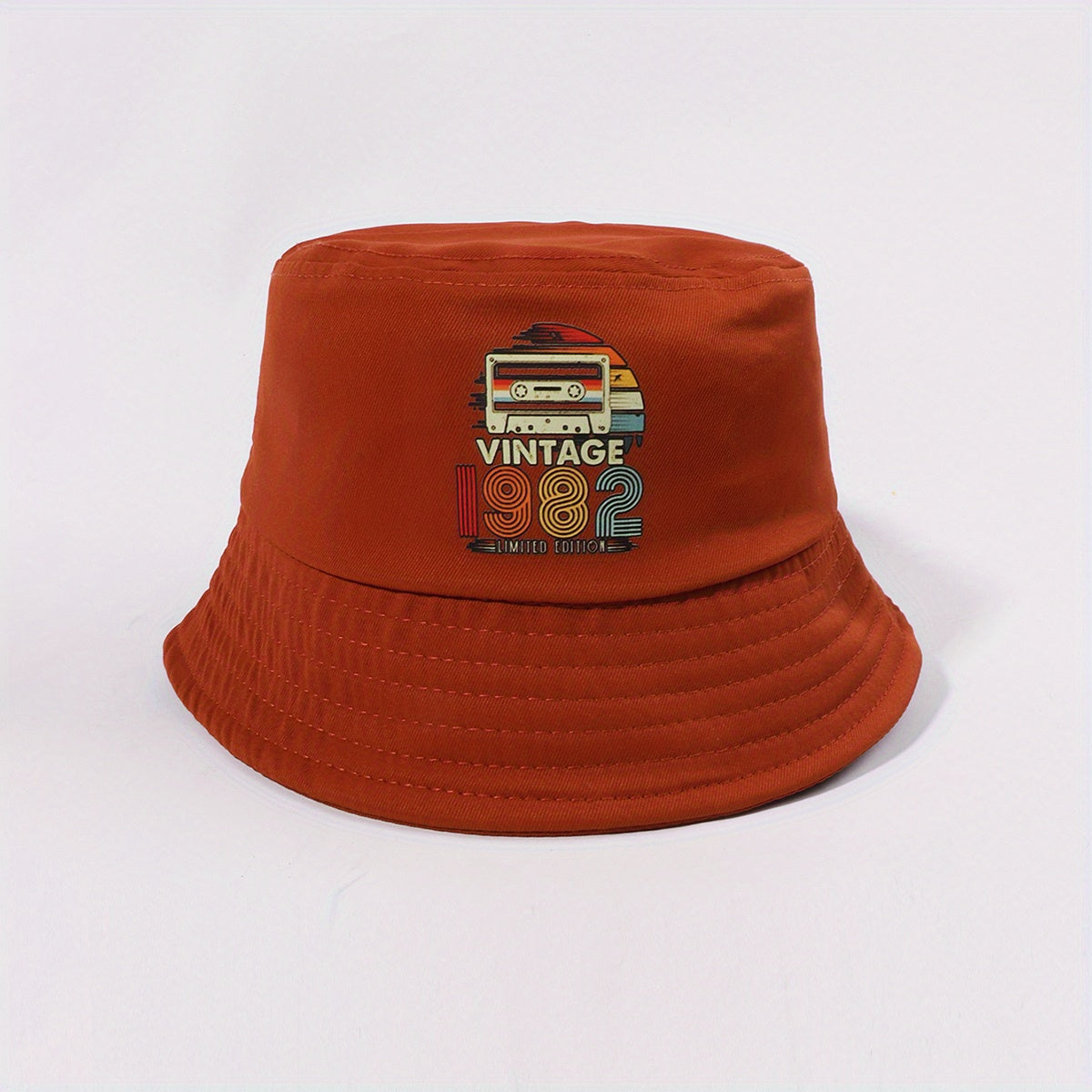 Vintage 1982 Bucket Hat Print Casual Basin Hat for Travel Beach