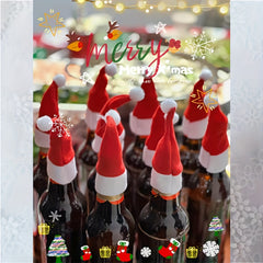 10pcs Mini Christmas Hats 2.36in Wide 3.9in High Red Wine Party Decorations
