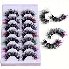 7 Pairs Colored Faux Mink False Eyelashes - Fluffy Volume Curly Lashes