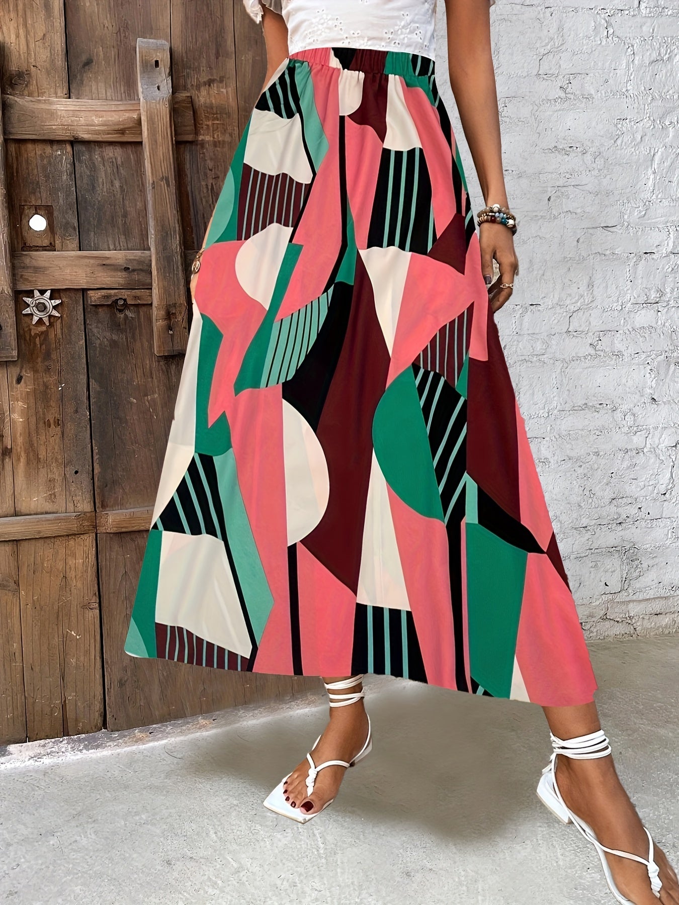 Elastic Waist Casual Skirt for Women