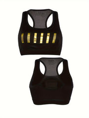 Mesh Stitching Sports Yoga Bra Racerback Running Workout Fitness Bra