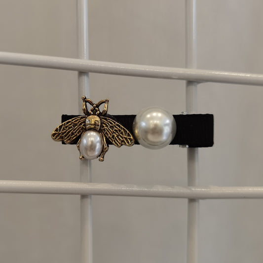 Vintage Bee Hair Clip with Faux Pearl Accent
