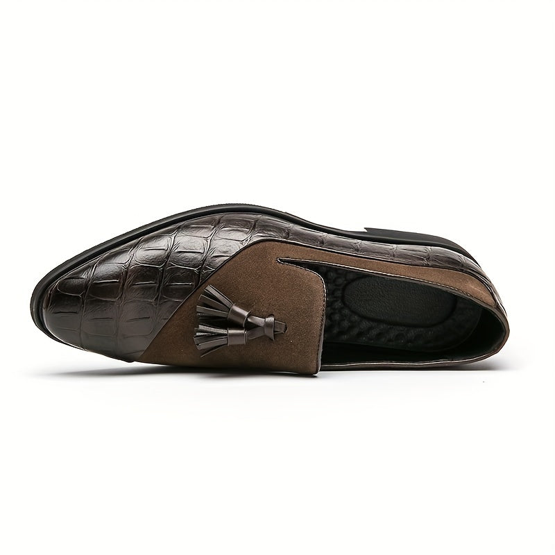 Men's Tassel Loafer Shoes Textured Comfy Slip On Dress Shoes