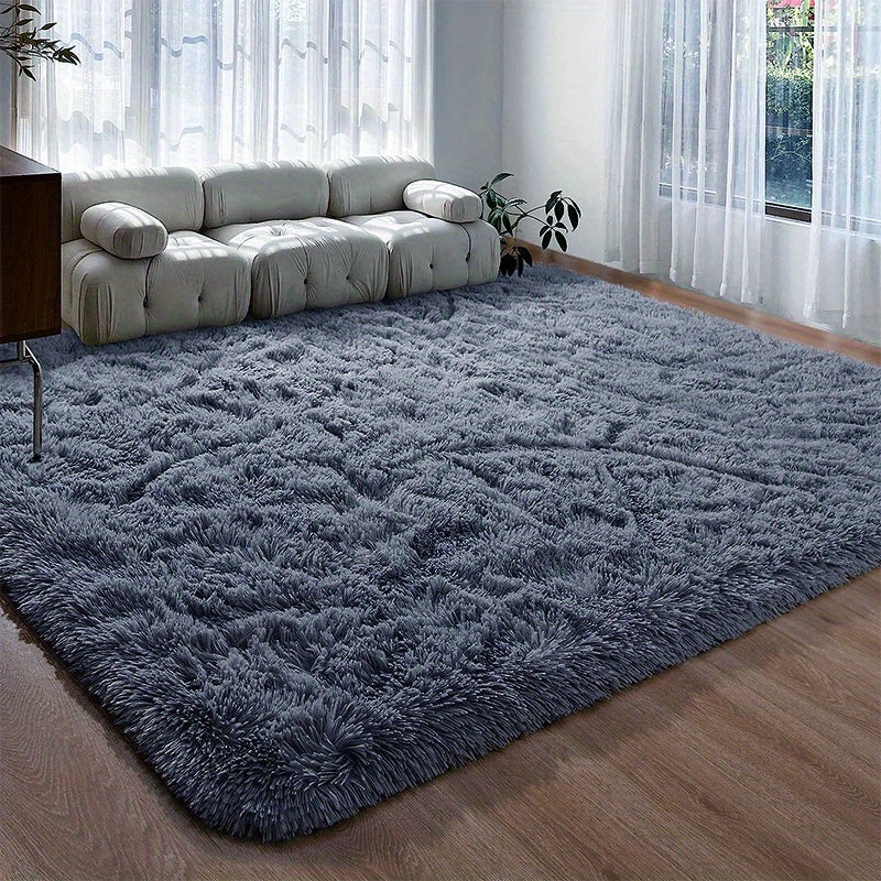Soft Tie Dyed Fuzzy Area Rug, Plush Shag Rug for Bedroom