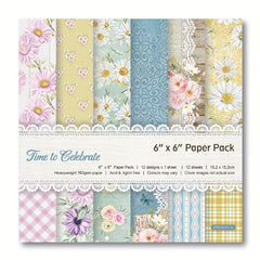 12pcs Rose Puppy Pattern Decor Paper DIY Scrapbook Background