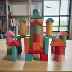 Colorful Wooden Building Blocks for Kids Large Particle Toy