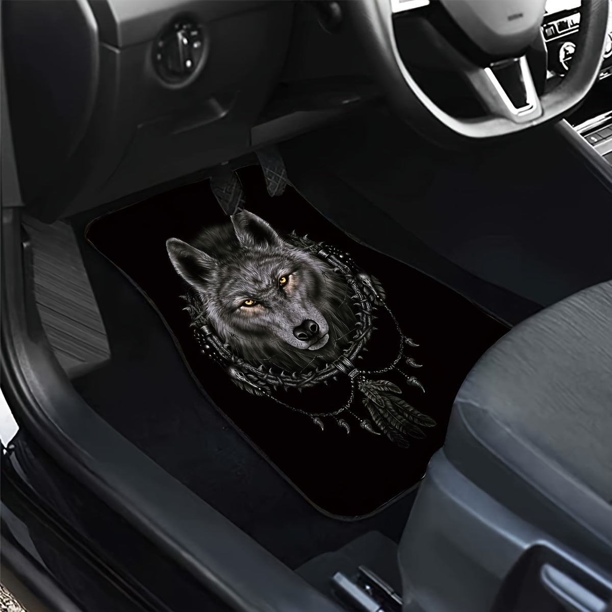 Wolf Print Car Seat Floor Mat - Add Style and Comfort to Your Vehicle
