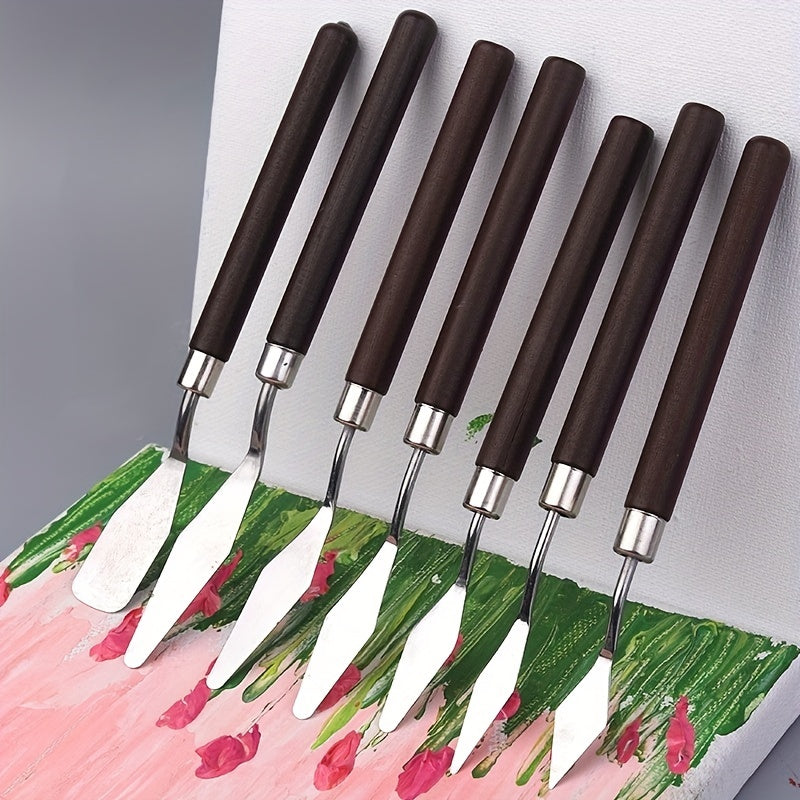 7pcs Stainless Steel Painting Spatula Set for Art Tools Cake Baking