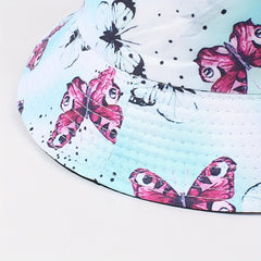 Butterfly Flag Print Reversible Bucket Hat Lightweight Fisherman Cap