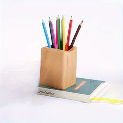 Wooden Pen Holder Office Stationery Organizer Desktop Storage Box