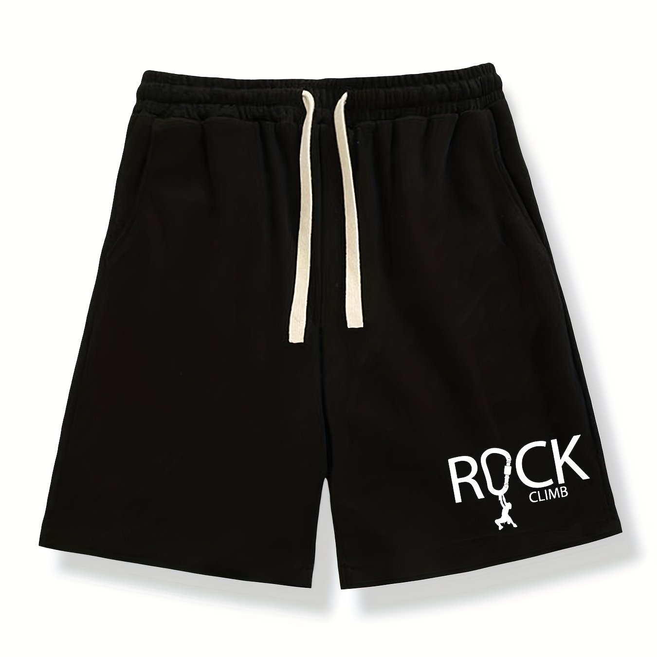 Men's Rock Climb Print Shorts Casual Stretch Drawstring Shorts