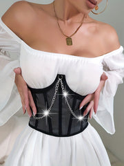 Satin Lace Up Corset Belt Waist Top