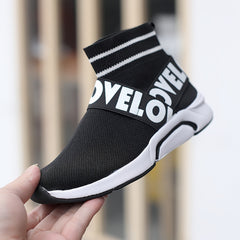 Boy's Slip On Sock Shoes Breathable Woven Knit Sneakers For Outdoor Walking
