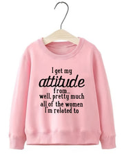 Attitude Letter Pattern Round Neck Sweatshirt for Girls