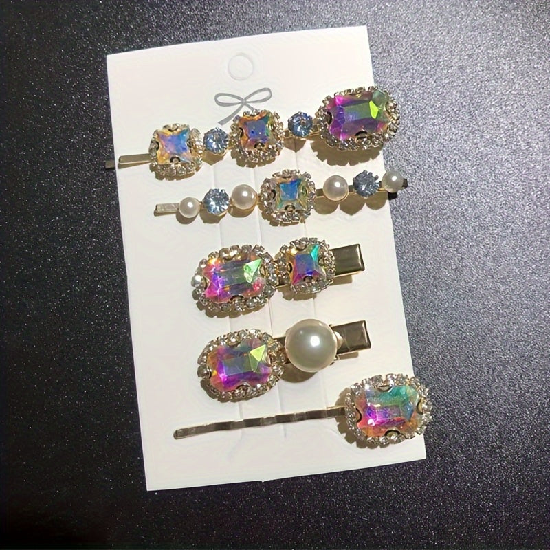 Vintage Hair Clips with Crystal & Rhinestones Metal Hairpin