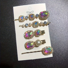 Vintage Hair Clips with Crystal & Rhinestones Metal Hairpin