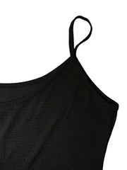 Solid Spaghetti Strap Lounge Jumpsuit Casual Notched Neck Romper