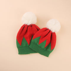 2pcs Christmas Tree Knitted Wool Hat Set