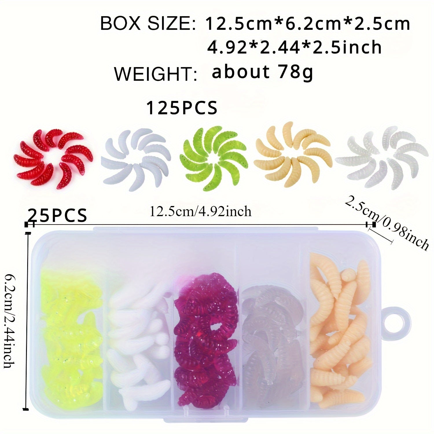 125pcs Bionic Soft Worm Floating Soft Lure For Trout Fishing