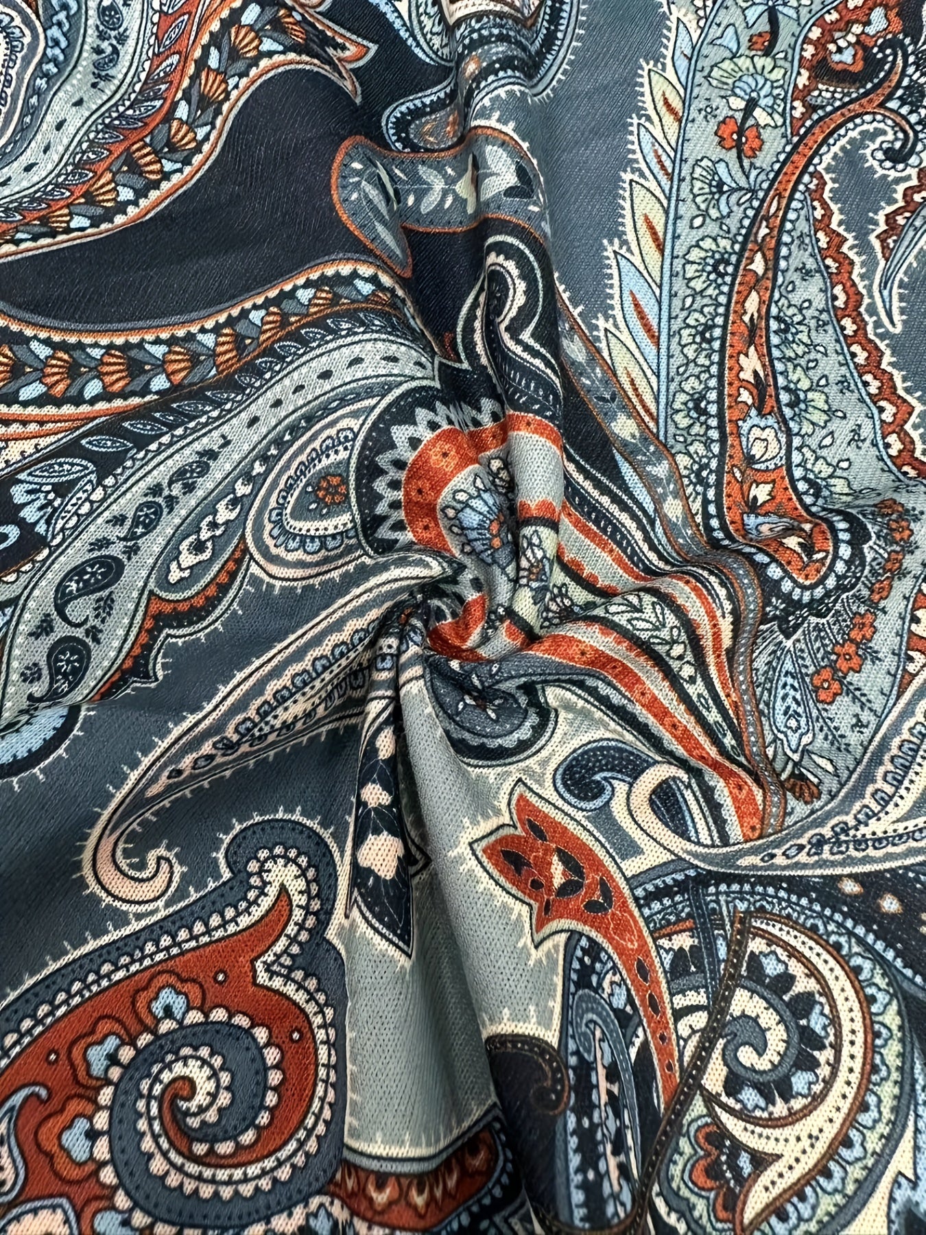 Boho Dress Women's Plus Paisley Print Long Sleeve Maxi Dress