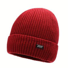 Winter Solid Plus Velvet Warm Knitted Hat For Autumn And Winter