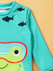 Frog Boys Swimsuit Set Sun Protection Quick Drying Long Sleeve Top & Sho