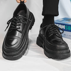 Men's Lace Up PU Leather Platform Sneakers Vintage Casual Shoes
