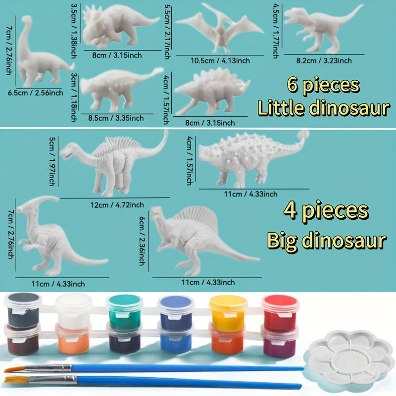 15pcs Dino Painting Set w/ 10 Paints & Molds DIY Craft Kit for Boys & Girls