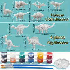 15pcs Dino Painting Set w/ 10 Paints & Molds DIY Craft Kit for Boys & Girls