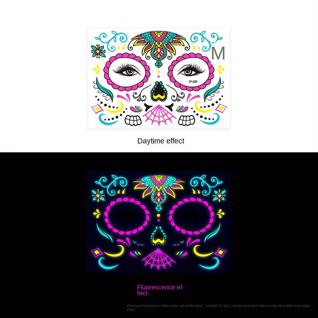 Luminous Fluorescent Stickers Halloween Dress Party Tattoo Stickers