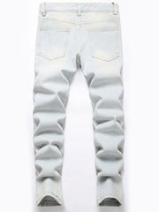 Boys Retro Ripped Jeans Skinny Slim Fit Washed Denim Long Pants
