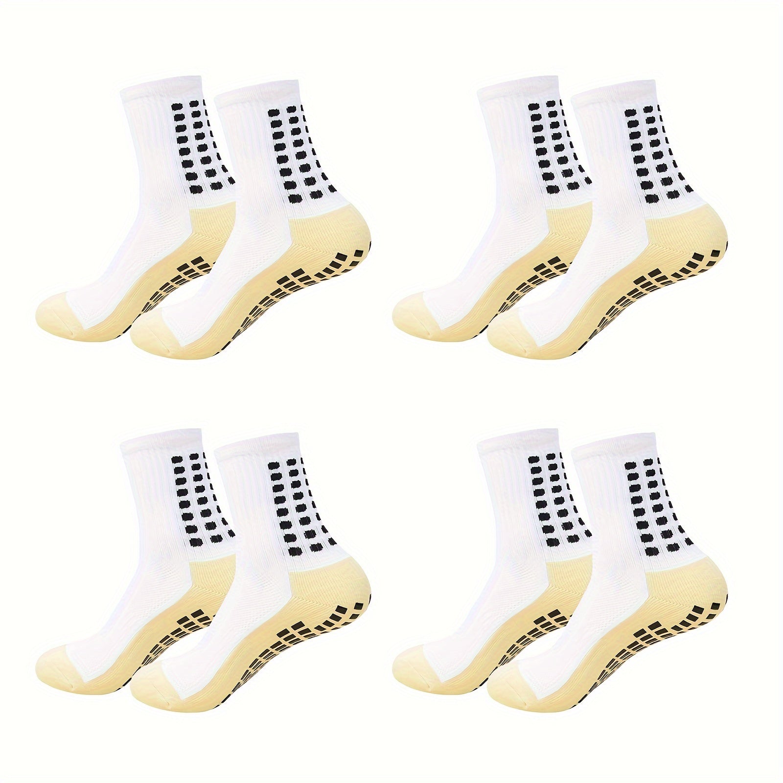 4 Pairs Men's Sports Grip Socks with Grip Pads