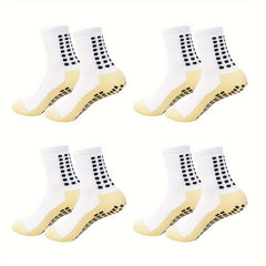 4 Pairs Men's Sports Grip Socks with Grip Pads
