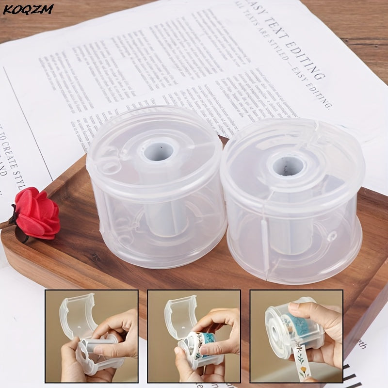 Transparent Circular Tape Storage Box Cutter Office Supplies