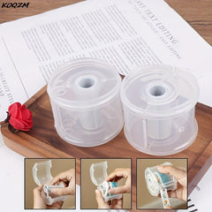 Transparent Circular Tape Storage Box Cutter Office Supplies