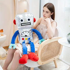 Plush Toy Space Robot Doll with Red Accents Soft Golden for Stuffed Animals