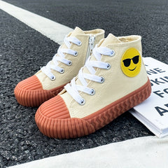 Boys Cartoon High Top Canvas Shoes with Zipper Lightweight Sneakers