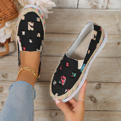Women's Ripped Denim Flat Shoes Slip On Walking Sneakers