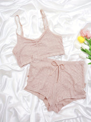 Solid Textured Bra & Panties Full Coverage Lingerie Set