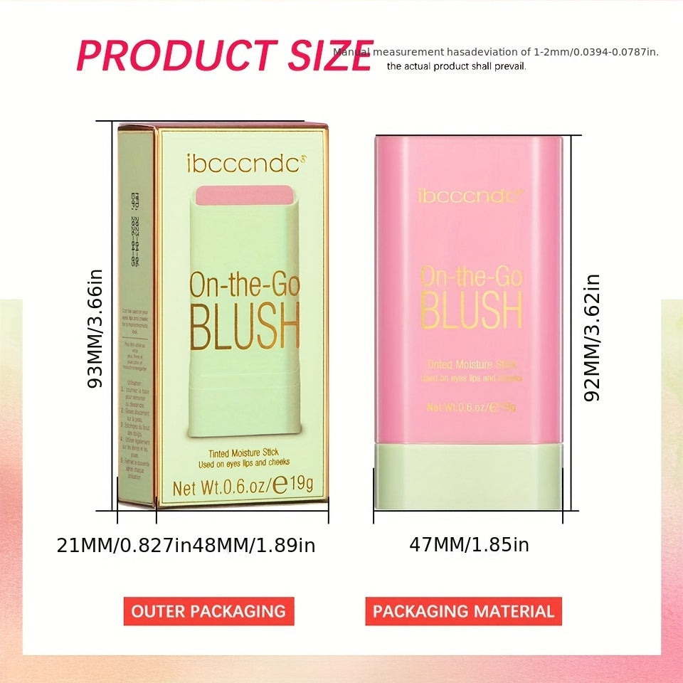 3-in-1 Lipstick Blush Stick Buildable Waterproof Cream