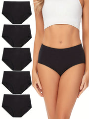 5 Pack Plus Size Panties Set Women's Plus Comfort Solid Full Cover