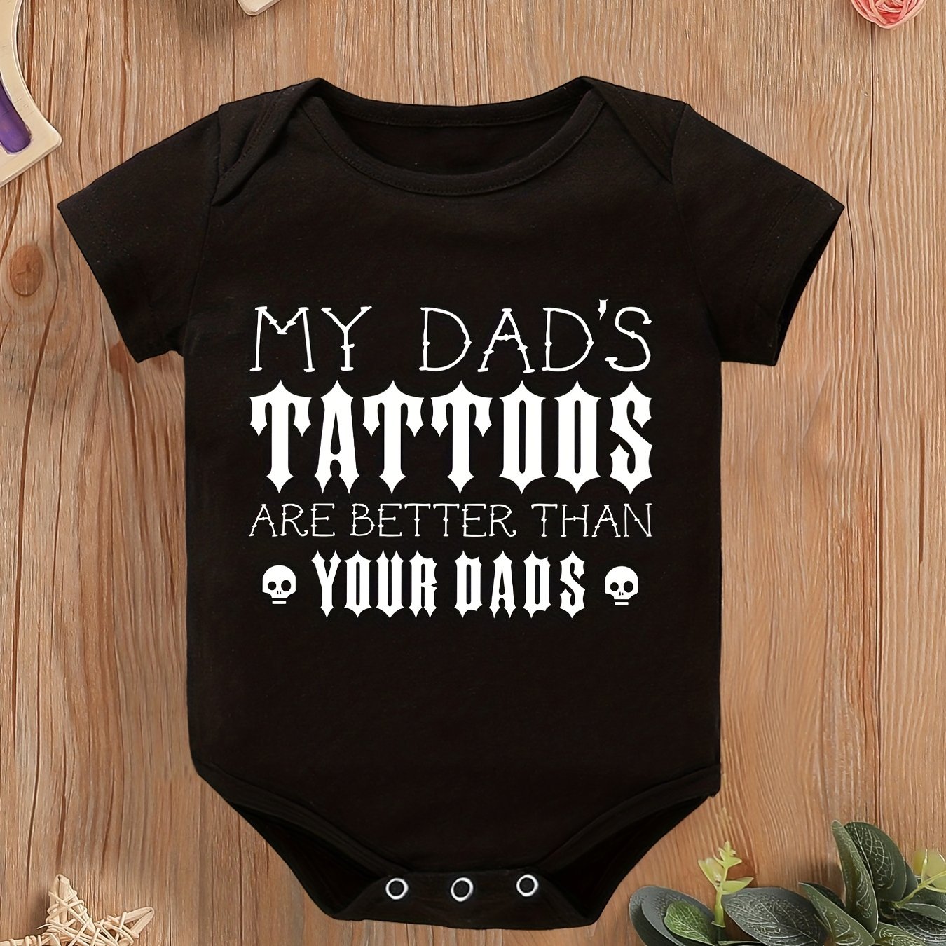 Baby Boys Daddy's Tattoos Onesie Short Sleeves Summer Onesies