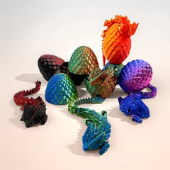 Mini Dragon & Egg Set with Articulated Joints - Desktop Decor