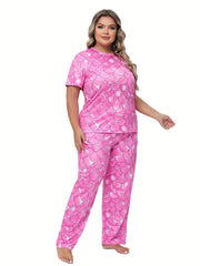 Fish Scales Print Tee & Pants Pajama Set