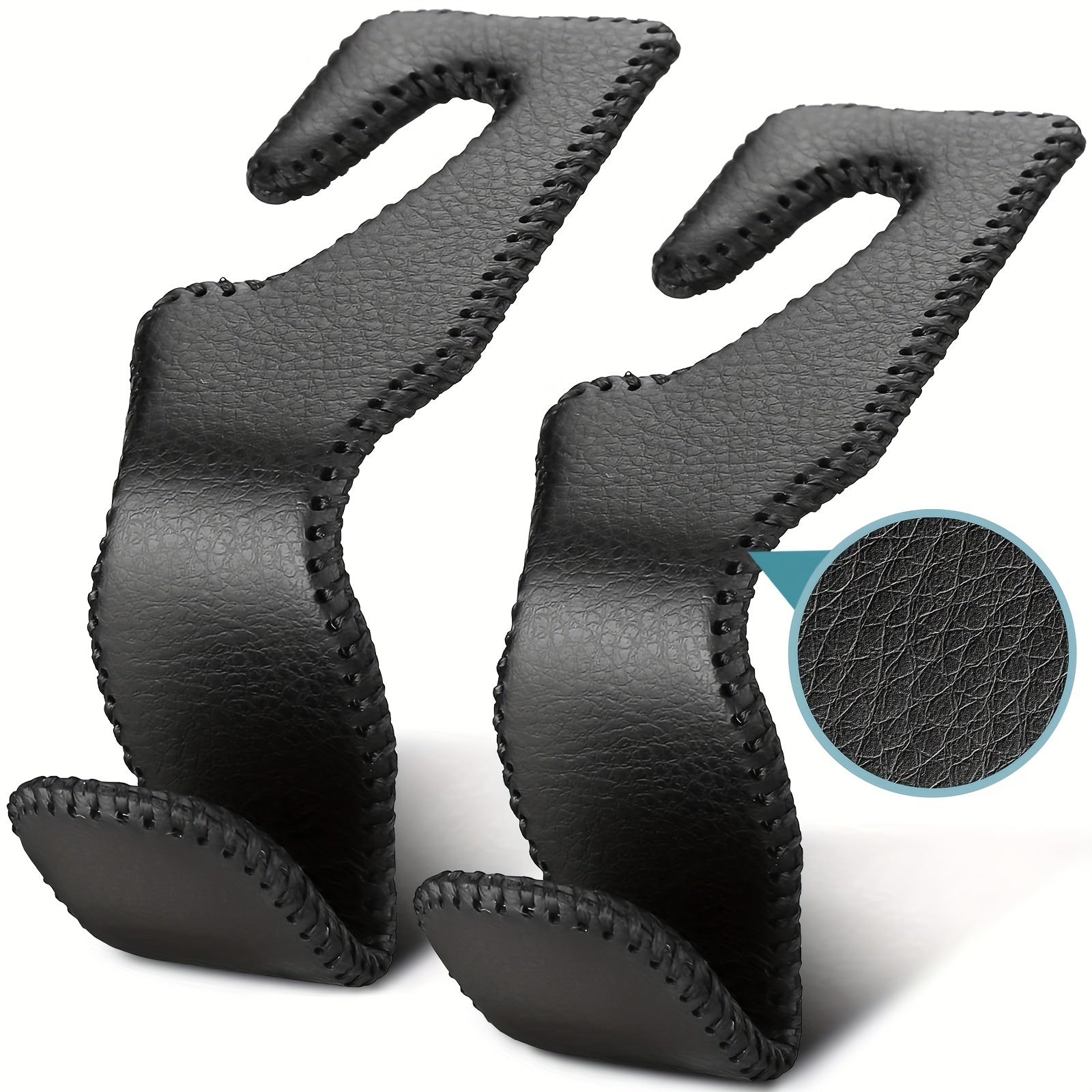 2Pcs Leather Hanger Hooks Instantly Upgrade Car Interior Handbag Holder