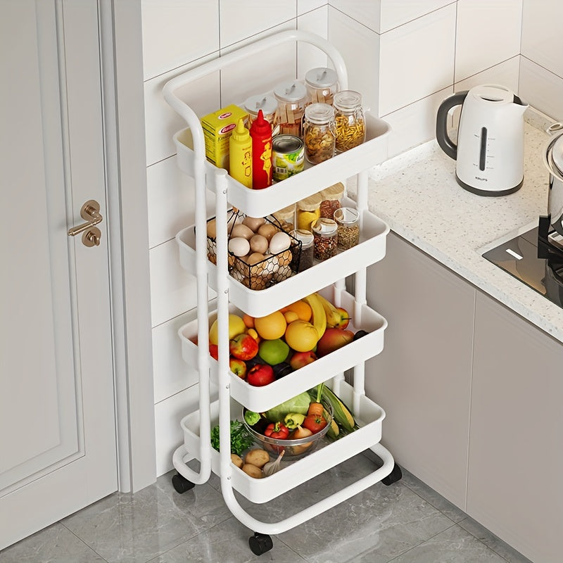 4 Tier 3 Tier Small Cart Rack Floor Living Room with Wheels