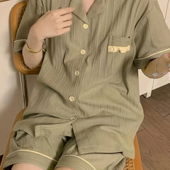 Lounge Set Lapel Buttons Top & Shorts
